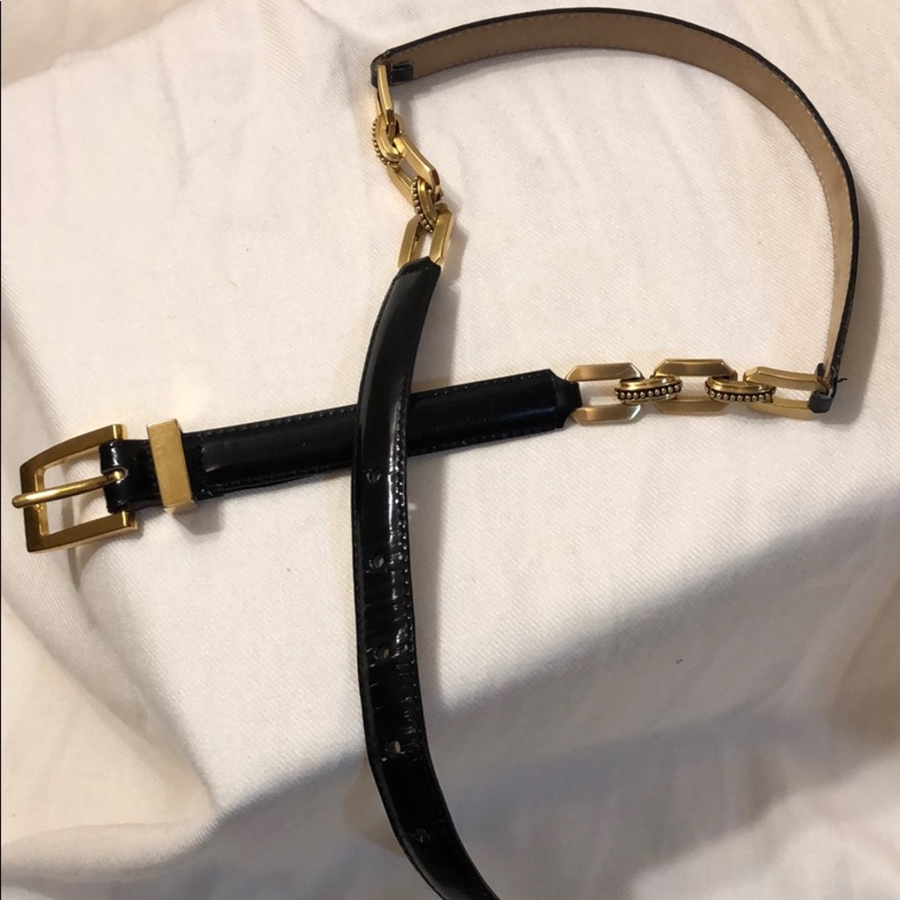 Brighton Black leather and chain belt